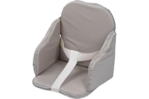 TINÉO - Coussin De Chaise Haute Bébé - PVC - Sangles De Sécurité - Facile à Laver - Fabriqué En France - 27x26x33cm (Gris)