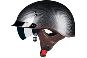 SMILFREE Halbschalenhelm mit ECE-Zulassung Motorradhelm für Damen und Herren Erwachsene Rollerhelm Cruiser Chopper Skateboardhelm Motorradhalbhelm mit Visier