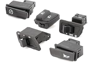 KIMISS Kit Pulsanti Interruttore Moto in Plastica 5 Pezzi per Avviamento, Fari Anabbaglianti e Indicatori