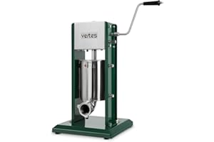 VERTES Insaccatrice per Salsiccia 3L Macchina per Salsiccia (con manovella, 2 velocità, valvola di sfiato, set di guarnizioni di ricambio 3, incl. 4 tubi di riempimento a 16, 22, 32 e 38 mm)