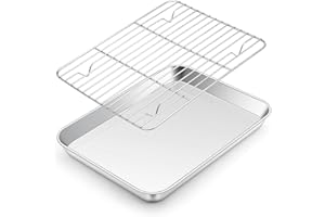 Onader Klein Backblech mit Abkühlgitter, Rechteckig Ofenblech Backform mit Kuchengitter Auskühlgitter zum Backen, 26,4x20,4x2,5cm, Spülmaschinenfest & Langlebig