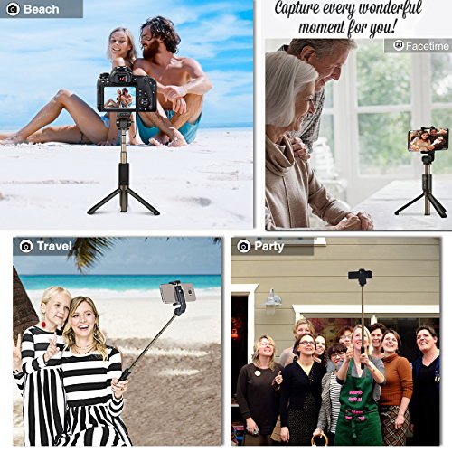Selfie Stick Stativ mit Fernbedienung, BlitzWolf 4 in 1 Verstellbare Selfie-Stange Stab Monopod fÃ¼r Gopro Kamera iPhone X/ 8/ 7/ 7 plus/ 6s/ 6/ 5s Android Samsung und die meisten Smartphones, Ausfahrbar 360Â° bis zu 68 cm VerlÃ¤ngerbar (Schwarz)