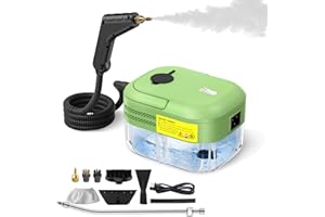 HOMBASING Nettoyeur Vapeur 2200W, Nettoyeur Vapeur à Main, Avec 4 Têtes de Brosse, 1200ML Réservoir d'eau, Chauffage 20S, Steam Cleaner Tuyau Renforcé, pour Cuisine, Voiture, Sol