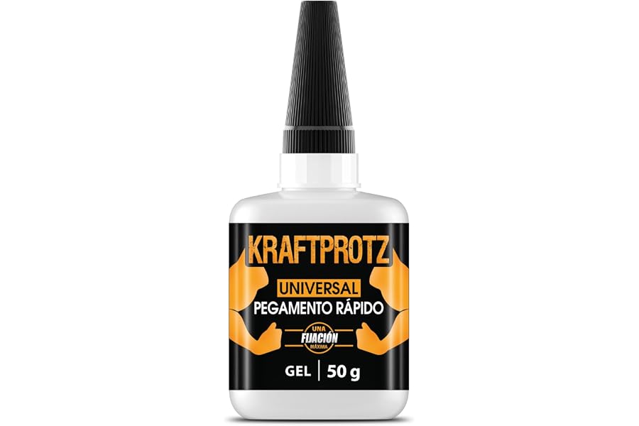 Superpegamento Gel Extra Fuerte – KRAFTPROTZ 50 g XXL con Punta Anti-Secado – Transparente, sin Goteo, Resistente al Agua y C
