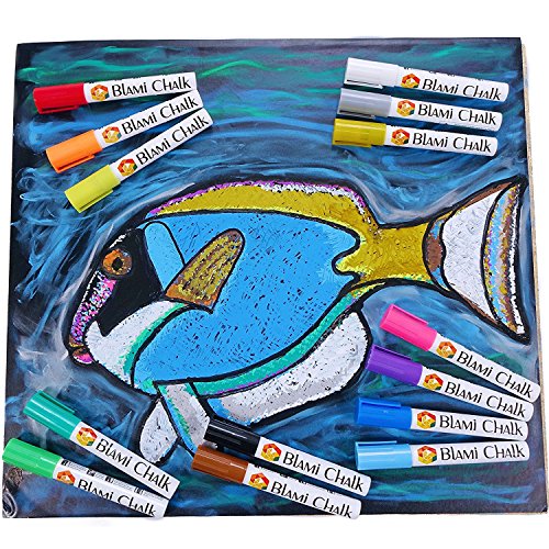 Blami Arts Kreidemarkern mit den extra GOLD und SILBER-Farben. 12 Flüssigkreide-Marker mit Reversible Spitze. Lassen Sie Ihrer Kreativität mit hochwertigen Flüssigkreide-Stifte jetzt freien Lauf! - 4