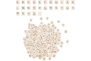 OLYCRAFT 300 szt. drewniane czarne płytki z literami, A-Z, duże litery, drewno, czarne płytki scrabble, płytki literowe, drewniane elementy do tworzenia podstawek alfabetu i krzyżówki Scrabble - 20 x 18 x 4 mm