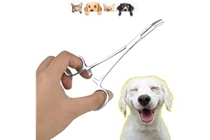 CIGEMAY Enlever Les Poils d'oreille Accessoires de Tondeuse pour Chien de Compagnie Pince à épiler, Pince à épiler Les Oreilles, Pince de Nettoyage à Pointe incurvée Ciseaux de toilettage(Big)
