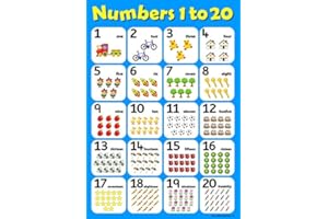 WISDOM LEARNING Numbers 1 to 20 Childrens Wall Chart Educational Learning To Count Numeracy Childs Poster Art Print WallChart