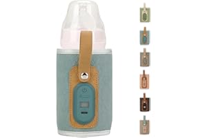 BOBETY Portable Baby Bottle Warmer, Milk Bottle Warmer with LED Display, Rechargeable Adjustable Bottle Warmer Tool, Milk Drinking Warmer for Outdoor Car Travel (Blue)