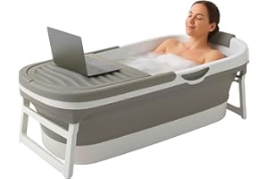 FLINQ - Bañera plegable para adultos (158 x 60 x 53 cm), color gris