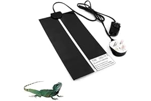 NEKOSUKI Reptile Heating Mat, 7W 11x5.9 inch Waterproof Reptile Heat Pad Under Tank Terrarium with Temperature Control, Safety Adjustable Reptile Heat Mat for Turtle, Tortoise, Snakes, Lizard, Gecko