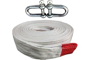 ZZDZW Cable De Seguridad Remolque 5/10/15/20 Toneladas, Eslingas,4M/5M/7M/9M Correa,Cuerda para Remolque Coche,2 Grilletes Reforzados para Recuperación Vehículo por Auto,SUV,Todoterreno