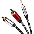 Nanxudyj 3.5mm to 2RCA Audio Cable 6M, Nylon-Braided 3.5mm AUX to 2 RCA Audio Cable for Stereo Receiver Speaker Smartphone Tablet HDTV MP3 Player & More Stereo Cable Audiophiles Headphone RCA Cable