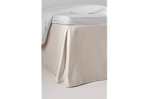 Jotex Zack Satin Volant Betthusse 100% hochwertige Bio-Baumwolle Bettrock, Höhe 60 cm, Beige 140 x 200 cm