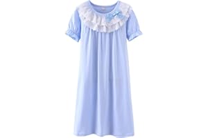 Allmeingeld Girls' Princess Nighties Lace Nightgowns 100% Cotton Sleepwear for 3-10 Years