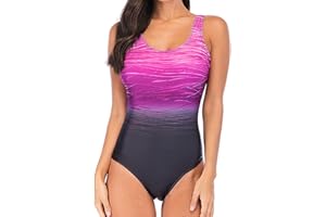 SUNNYUK Traje de Baño de Una Pieza Mujer Bañadores Reductores Tallas Grandes Bañador Sexy Cuello en V Bikini Cintura Alta Pliegues Trajes de Bañadores Conjuntos Push Up Swimwear Control del Vientre Estampado