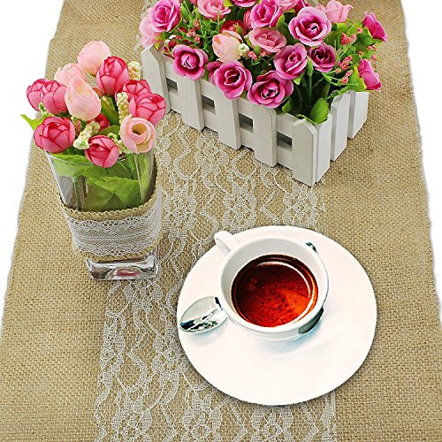 DegGod Weinlese Spitze Rollen Tischläufer Spitzenband vintage Stuhl Schärpe Für Hochzeit Geburtstag Feier Party Vintage-Stil Tischdekoration — 22m x 15cm (Creme) - 4