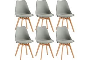FaithBay 6er-Set Kunststoff Esszimmerstühle mit Umwelt-Zertifizierung, Stabil und Langlebig Nordic Stühle mit Klarlack Geschützt Buche Beine für Küchen Konferenzräume Büro Cafe Terrasse - Grau