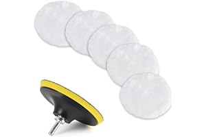 Kshineni 80mm 7Pezzi Lucidatura Pad Lana, Kit Lucidatura Auto Tamponi Lucidatura Auto Lucidatura Pastiglie Ceretta Kit con M10 Adattatore Trapano