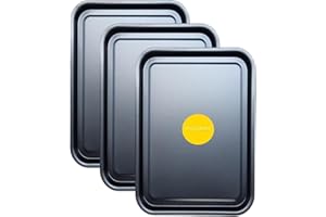 3-Pack Essential 35cm Baking Tray Set - Non-Stick Oven Trays Teflon™ Coated for Baking & Roasting Durable, Dishwasher Safe & Stackable Bakeware for Easy Cleaning & Space-Saving Storage by KITCHENEUR®