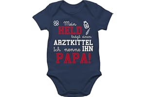 Shirtracer - Baby Body Junge Mädchen - Sprüche Baby - Mein Held trägt einen Arztkittel