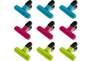 YUREMEEY Chiudi Sacchetti, 9 Pezzi Clip per Cibo Sacchetti, Clip di Chiusura in Plastica Mollette, Mollette Plastica Cucina Casalinghi, per Chiudere Sacchetti per Alimenti Snack, Colore Multiplo