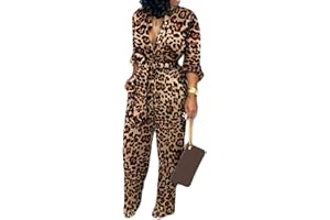 seiveini Combinaison Femme Chic Elegant Manches Longues à Col V Pantalon Soirée Jumpsuit Casual Taille Haute Fluide Skinny Fit Combishort