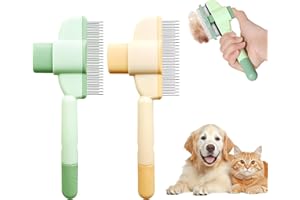 Haokelai Flohkamm für Katzen, 2 Stück Selbstreinigender Flohkamm und Fellpflegebürste für Haustiere, zum Entfernen von Haaren und Knoten, Selbstreinigende Haustierbürste, für Hunde