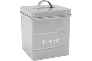 Harbour Housewares Industrial Caja de Galletas - Acero estilo antiguo caddie cocina para guardar objetos con tapa - Gris