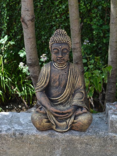 Herrlicher großer Buddha Feng-Shui in Exklusivfarbe Mönch aus Steinguss, frostfest - 2