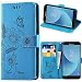 Produktbild kazineer Galaxy J5 2017 Hülle, Samsung J5 2017 Handyhülle Leder Tasche Schutzhülle Blume Muster Etui für Samsung Galaxy J5 2017 Case (Türkis-blau)