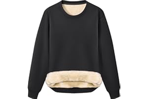 Peakwell Women's Warm Fleece Lined Sweatshirts Jumper Winter Crewneck Sweater Long Sleeve Pullover