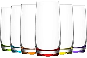 Lav Coloure Highball - Juego de 6 vasos de cristal multicolor contemporáneos, 390 cc, para agua, zumos, cóctel, etc