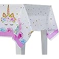 2Pcs Lovely Unicorn Birthday Tablecloth - Plastic, Suitable for Kids Girls Baby Shower