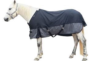 GALLOPOFF 1200D Ripstop Lightweight No-Fill Turnout Horse Rug, Waterproof & Breathable Standard Neck Outdoor Rain Sheet Black Grey, 6'3"