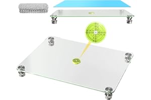 Nelyrho Glas-Nivellierbrett, 40,6 x 30,5 cm, verstellbarer Präzisions-Nivelliertisch für Harz, Mehrzweck-Nivelliertisch, Blau