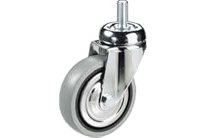 GSEUROMARKET Ruota per mobilia in Gomma Grigia antitraccia Diametro mm.125 Portata Kg.80 montata su Staffa girevole con Perno Filettato Ruota per Carrelli e Ruote per Collettività (120)