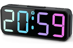 Eachui Wecker Digital RGB Farbiger wecker für Kinder Ohne Ticken Kleiner Uhr Einstellbare Lautstärke und Helligkeit Snooze Funktion 12/24 Stunden Netzbetrieben