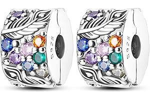 Parmuz Clip Spacer Charm for Bracelet 925 Sterling Silver Pave Cubic Zirconia Clip Lock Spacer Stopper Charm Bead Star Moon Evil Eye charms Jewelry Gift for Woman