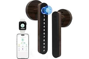 Eseesmart Smart Door Lock - Fingerprint Door Lock with Handle, 5-in-1 Smart Lock with Keypad Fingerprint Bluetooth APP Key, Digital Electronic Door Locks for Home Office Bedroom