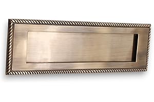 Infinity Decor Plaque de boîte aux lettres style géorgien antique en laiton massif 25,4 cm pour portes d'entrée