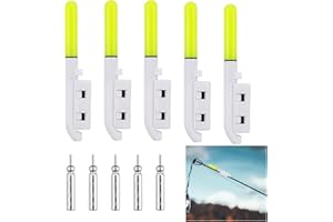 LTTEEA Fishing Rod Light,5pcs Fishing Bite Alarm Rod Tip Lights Green Luminous LED Glow Sticks with Buckle for Night Fishing Portable Waterproof Alerter Tackle Sea Fishing Lightning Accessories