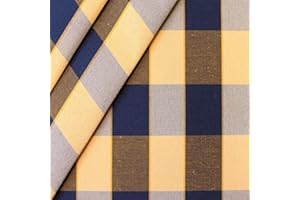 STOFFKONTOR Dekostoff Outdoorstoff Karo groß Stoff Meterware Blau-Gelb