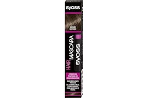 SYOSS Hair Mascara (16 ml), Cepillo cubre canas para mechones y raíces, retoca raíces instantáneo, máscara para coloración temporal, tono castaño