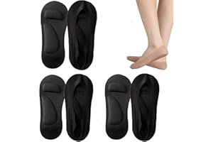 KFGJ Calzini Plantari, 3 Paia Donna Calzini Fantasmini Nylon Invisible Corti Basse Calze Cuscino Spugna con Supporto Ad Arco, Calze da Yoga Antiscivolo, Calzini Pilates Donna Black