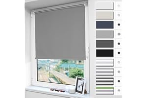 Magiea Verdunklungsrollo ohne & mit, Bohren Klemmfix, Grau, B85 x H150 cm, Klemmrollo ThermorolloInnenrollo für Sonnen- und SichtschutzRollos für Fenster & Tür