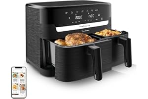 Moulinex XXL Dual Easy Fry 11L: Freidora de Aire de Doble Cesta +8 Personas, Dos cestas (6,5 L + 4,5 L),7 Programas Automáticos, EZ9428F0
