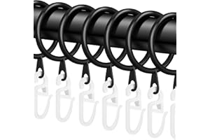 RHSEMI 40 Stücke Metall Vorhänge Vorhangringe Vorhang Hängend Ringe und Kunststoff Gardinenhaken, 30mm Innendurchmesser für Fenstervorhang Bettvorhang Duschvorhang(weiß)