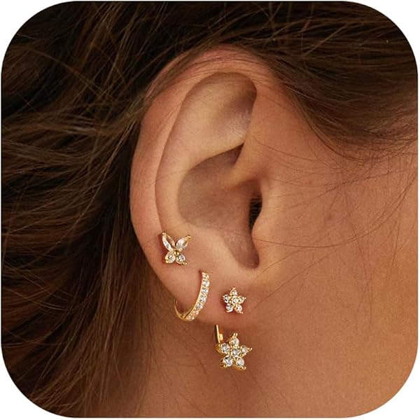 Dochais 3 paar oorringen voor dames, gouden oorbellen van 925 sterling zilver, cirkel, 14K verguld, hypoallergeen, zirkonia, klein kraakbeen, tragus, helix voor multi-piercing, wie gezeigt, Messing Dochais 3 paar oorringen voor dames, gouden oorbellen van 925 sterling zilver, cirkel, 14K verguld, hypoallergeen, zirkonia, klein kraakbeen, tragus, helix voor multi-piercing, wie gezeigt, Messing