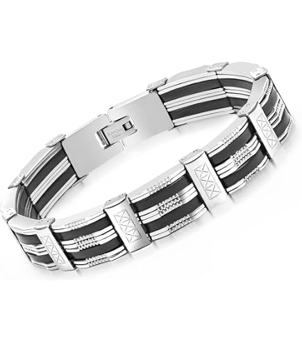 AFSTALR Bracelet Homme Argent Gourmette Acier Inoxydable Chunky Chaîne Cubaine 12mm Bracelets Personnalisable Bijoux Cadeau 18cm
